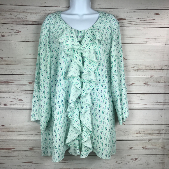 Melissa McCarthy Seven7 Tops - Melissa McCarthy Seven7 Long Sleeve Ruffle Top 1X